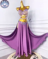 新品 未使用 新作 パープル ベリーダンス セットアップ