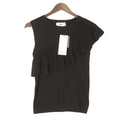 【新品 未使用】 AZUL by moussy アズール マウジー 春夏★ ノースリーブ フリル ニット ベスト Sz.M レディース 黒