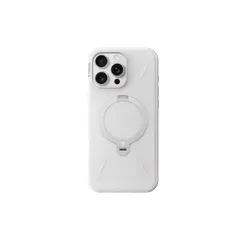 【新型ゼンマイ式 ・高級なデザイン】TORRAS iPhone 16 Pro 用 ケース ゼンマイ式スタンド 黄変防止 マグネット搭載 縦横両対応 リング 米軍耐衝撃 6.3インチ「Ostand Spin Fusion」ヨーグルト・ホワイト