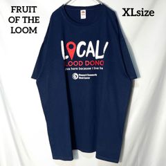 【FRUIT OF THE LOOM】企業ロゴ 献血 アメリカ　ジョージア州　オーガスタ　両面プリントロゴ　オーバーサイズ　半袖Tシャツ　ネイビー　XL US古着
