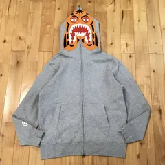 タイガー パーカー Mサイズ グレー a bathing ape BAPE Tiger full zip hoodie エイプ ベイプ アベイシングエイプ