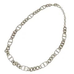 美品 ディオール CD Icon チェーンリンク N1574HOMMT 真鍮 シルバー ネックレス 1664 Dior メンズ