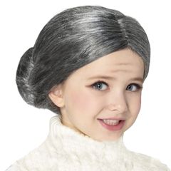 男女通用 パーティーグッズ 漫才 演出舞台 お化け屋敷 どっきり ハロウィン 面白い 人気 仮装変装 コスプレ かぶりもの グレー かつら お団子 おばあさん
