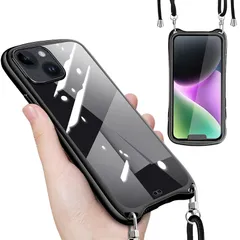 iPhone 14 用 ケース iphone 13 用 ケース クリア ショルダー ストラップ付き アイホン14 カバー アイホン13 カバー 透明 肩掛け 縄掛け 斜めかけ TPU メッキ加工 耐衝撃 薄型 韓国 可愛い 6.1インチ 対応 スマホケース