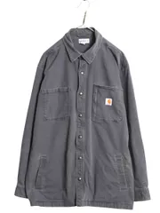 【お得なクーポン配布中!】 US企画 カーハート コットン キャンバス シャツ ジャケット メンズ XL / 古着 フリース ライナー付き 無地 ワーク ストレッチ 大きいサイズ