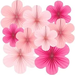 【新品】 DIFEIUKI ペーパーファン お花紙 9枚セット ピンク 桜 パーティー飾り付け 扇フラワー ガーランド 春の雰囲気装飾 結婚式 撮影 お祝い ひな祭り 店舗装飾 インテリア バースデー デコレーション 1