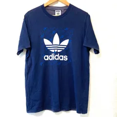 (^w^)b adidas アディダス オリジナルス ロゴプリント クルーネック Tシャツ 半袖 TEE コットン100% トップス スポーティー ストリート 爽やか お洒落 ネイビー 紺色 メンズ 男性