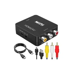 Runbod HDMI RCA 変換ケーブル HDMI to AV変換コンバーター HDMI からアナログ/コンポジット/3色端子 変換アダプター 1080P hdmi ケーブル 1M+RCA ケーブル 1.2M+USBケーブル×1.0M付き ブラック