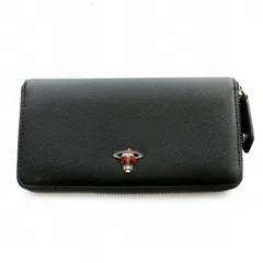 ヴィヴィアンウエストウッド Vivienne Westwood 長財布 小銭入れ有り オーブ レザー 皮革 ラウンドジップ スタッズ 総柄 黒 ブラック 赤 レッド /MP ■GY01