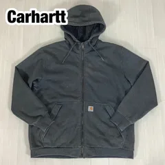 Carhartt カーハート ジップアップパーカー 103308 026 ボア裏地 XL 厚手 ミッドウェイト グレー 着丈73cm 肩幅56.5cm 身幅(脇下)68cm 袖丈68cm【メキシコ製】【古着】
