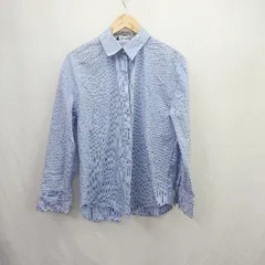 ◇ ⊂ ZARA ザラ ストライプ柄 長袖 シャツ サイズM ブルー レディース E  【1506230028146】