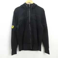 G■プーマ/PUMA FERRARI フルジップパーカー/コットン【M】黒/men's/126【中古】■