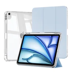 ライトブルー KenKe iPad Air 11インチ ケース M2 2024 iPad Air 第5/4世代 ケース 2022/2020 10.9 インチ iPad 分離式 ケース 透明バック着脱式カバー Pencil Pro/USB-C収納可能 Apple