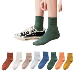 靴下 レディース クルー ソックス 無印 消臭 かわいい 綿 カラー 春 秋 冬 防寒 カラフル 婦人 北欧 8足セット