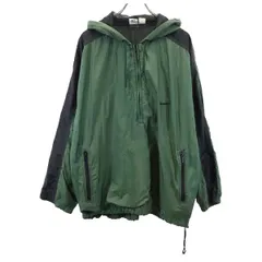 ナイキ 90s 00s 白タグ オールド 長袖 ハーフジップ パーカー カーキ系 NIKE ロゴ メンズ 古着 【231118】