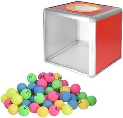 くじ引きボックス (一面のみ透明 ボール５０個つき) 小さい 25cm ビンゴゲームマシーン 抽選ボックス アンケート回収 箱 つかみ取り