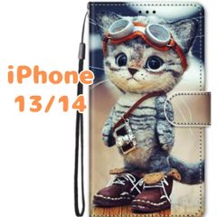 iPhone13/14 케이스 수첩형 스마트폰 케이스 고양이 귀여운 커버 고양이 고양이 자석 아이폰 아이폰 휴대 커버 커버 카드 넣어