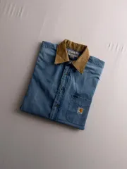 V404【Carhartt】刺繍ロゴ コーデュロイシャツ【メンズ2XL】ネイビー i029958_6.jpg