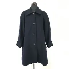 90s?/日本製★アルファキュービック/alpha cubic★ウール100％/ステンカラーコート【36/レディースS/紺/navy】Jackets/Jumpers/Made in Japan◆zBH336<sale>