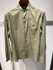 [Lサイズ]CARUSO Cotton Shirt in Green　メンズ　シャツ　緑　グリーン
