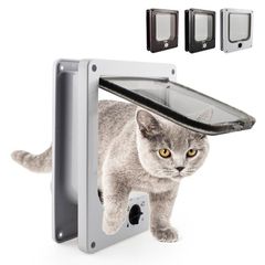 ペットドア 引き戸 取り付け 猫 小型犬 後付け 引き戸用 開閉ロック機能付き 4wayロック付き ペット出入り口 キャットドア 磁石 耐用