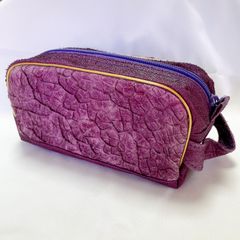 新品 未使用 本革 レザーポーチ セカンドバッグ 牛革 亀の甲つなぎ 和装 レア品 パープル