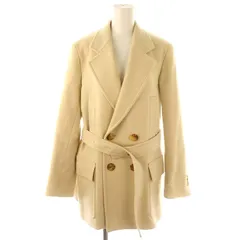 オーラリー AURALEE WOOL SILK MELTON HALF COAT ハーフコート アウター ミドル丈 ダブル ベルト付き L ベージュ /ES ■OSのサムネイル