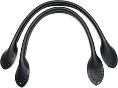 and.A 持ち手 本革 レザー バッグの持ち手 取っ手 ハンドメイド リメイク ショルダーバッグ バッグ制作 トートバッグ ハンドバッグ 材料(ブラック,  30cm)