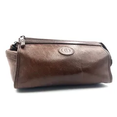 GUCCI グッチ　インターロッキングG クラッチバッグ　大型ポーチ　レザー　本革　ブラウン　内張りマイクロGG総柄　イタリア製　オールドグッチ　ヴィンテージ