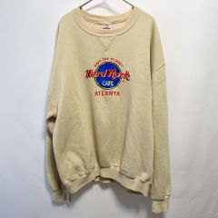 【古着】Hard Rock Cafe アトランタ 刺繍ロゴ アイボリー XLサイズ スウェットシャツ トレーナー