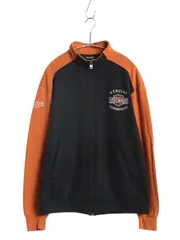 【お得なクーポン配布中!】 ハーレー ダビッドソン フルジップ スウェット メンズ M 古着 トレーナー 裏起毛 バイク ハイネック ジャケット カーディガン ツートン 黒