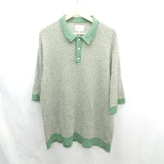 ◇ ⊂ EMMA CLOTHES エマ クローズ 総柄 半袖 ニットシャツ サイズL グリーン系 メンズ E  【1501230013536】のサムネイル