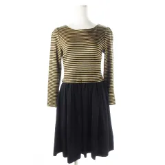 シップス SHIPS ワンピース ドッキング ミニ 長袖 ウール混 ボーダー 茶 ブラウン /CK5