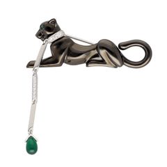 Cartier カルティエ パンテール ブローチ ダイヤモンド エメラルド 750 K18 WG ホワイトゴールド　ブラックフィニッシュ【送料無料】【中古】31110213