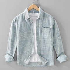 春新品 長袖シャツ メンズ デニムシャツ 極美品 総柄 デニムジャケット ヴィンテージ 超希少 カジュアルシャツ 心地良し 通勤 紳士服M~3XL