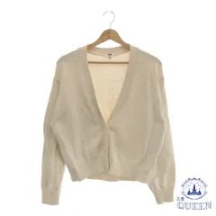 ☆美品☆ UNIQLO ユニクロ トップス ニット カーディガン Vネック 長袖 リブ レディース ホワイト L 901-6378 送料無料 古着