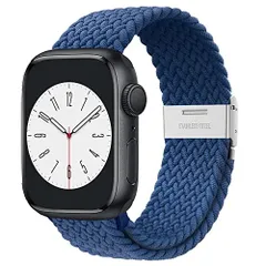 41mm40mm38mm_ブルー アップルウォッチ バンド Apple Watch バンド 編み込み 伸縮 調整 ソロループ Series 8 7 6 SE 5 4 3 2 1 Ultra 49mm 45mm 44mm 42mm 41mm 40mm 38mm