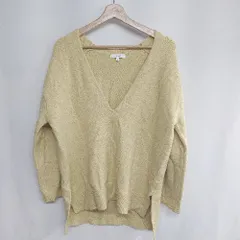 ◇ ⊇ GLOBAL WORK グローバルワーク レーヨン混 Vネック 長袖 ニット サイズM イエロー レディース E  【1410290051061】
