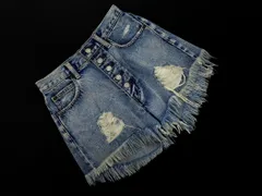 MOUSSY マウジー ボタンフライ カットオフ ダメージ ショート デニムパンツ size1/青 ■◆ レディース