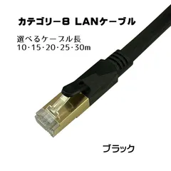 薄型フラットLANケーブル 10m 15m 20m 25m 30m カテゴリー8 3mm厚 ゴールドメッキ ゲーム機 cat8 ランケーブル　長さ：10m　配線カラー：ブラック