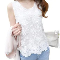 [ネクストグランツ] レース トップス レディース タンクトップ キャミ タンク フェミニン トロピカル 常夏 楽園 ビーチ 麗しい 艶やか 優美 しなやか シティ フレッシュ ビューティー(XXL) [ホワイト] [2XL]
