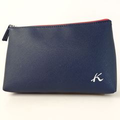 【Kitamura】キタムラ×FMG コラボ 化粧ポーチ ブルーレッド レザー レディース【未使用品】3-3 41038