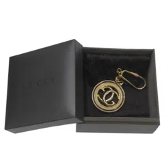 GUCCI/グッチ GGキーホルダー ダブルG ゴールド×ブラック 保存袋、専用箱 ES Bランク