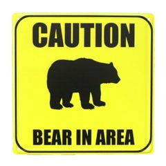 メタルサイン "CAUTION BEAR IN AREA" 熊出没注意 縦30.5cm×横30.5cm