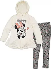 Disney Minnie Mouse Toddler Girls' 2-Piece Fleece Ruffle Hoodie & Legging Set Oatmeal 5T