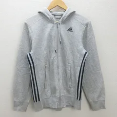 G■アディダス/adidas フルジップパーカー/裏起毛 スリーストライプ S17976【M】灰/men's/5【中古】