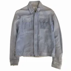 トゥモローランドデニム TOMORROWLAND ラムレザー リネン切替 ジャケット ブルゾン ジップアップ ライトブルー メンズ 【中古】