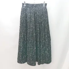 ◇ OLIVE des OLIVE ウエストゴム プリーツ ロング丈 フレア スカート サイズM ブラック アイボリー レディース E  【1402280008865】