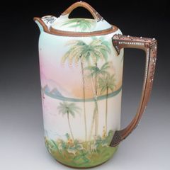 オールドノリタケ 盛り上げエジプト風景絵 チョコレート(コーヒー)ポット 20cm