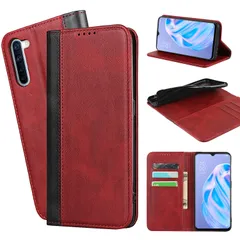 【特売】Ｈａｖａｙａ OPPO Reno3 A ケース オッポ ネノ3 A ケース スマホケース CPH2013 手帳型 au 耐衝撃 docomo カバー 楽天モバイル マグネット式 SoftBank カード収納 スタンド機能 レザー-レッド+ブラック